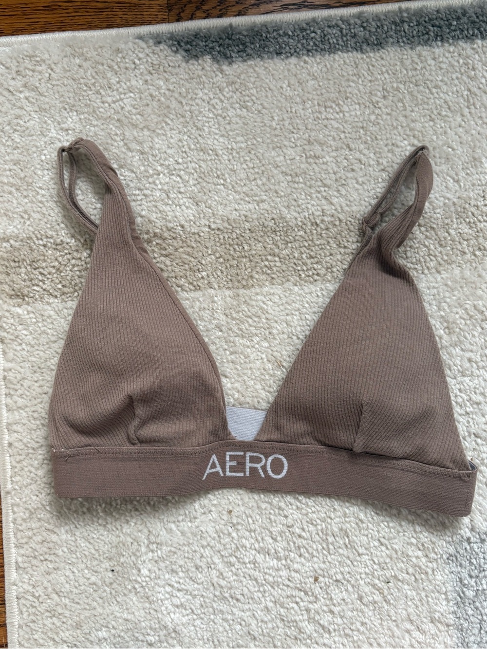 AERO Women's Ribbed Brown Triangle Bralette